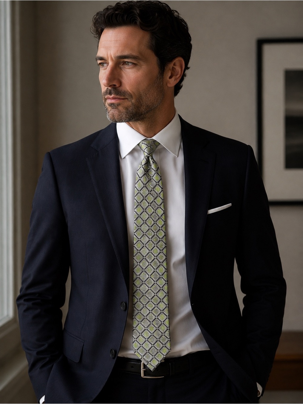 Kolte Grey & Lime Silk Tie
